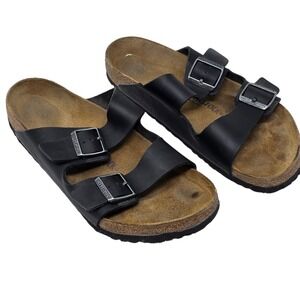 Birkenstock Arizona Black Oiled Leather Sandals Mens 11 EU 44 Regular Fit Slide